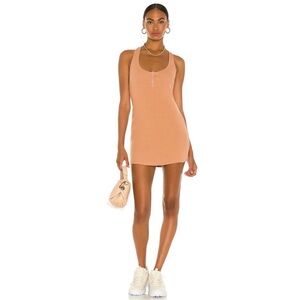 H:OURS Shauna Women’s Size XS‎  Knit Ribbed snap Mini Dress Nude Revolve